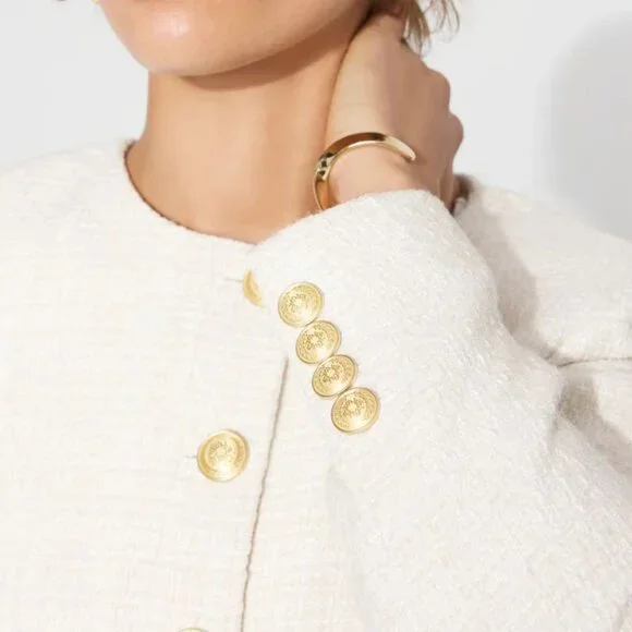 new WHITE HOUSE BLACK MARKET cropped tweed jacket blazer 0 2 14 - Picture 2 of 3